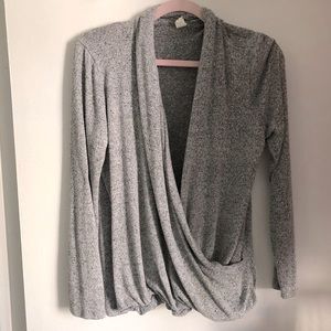 Morning Lavender Grey Wrap Sweater